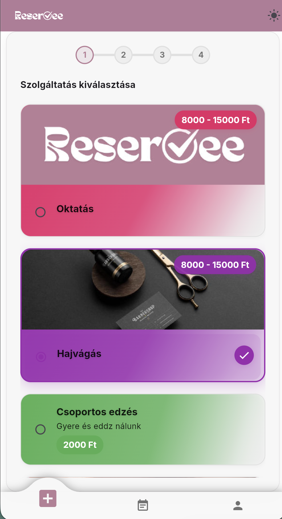 Reservee foglalási felület