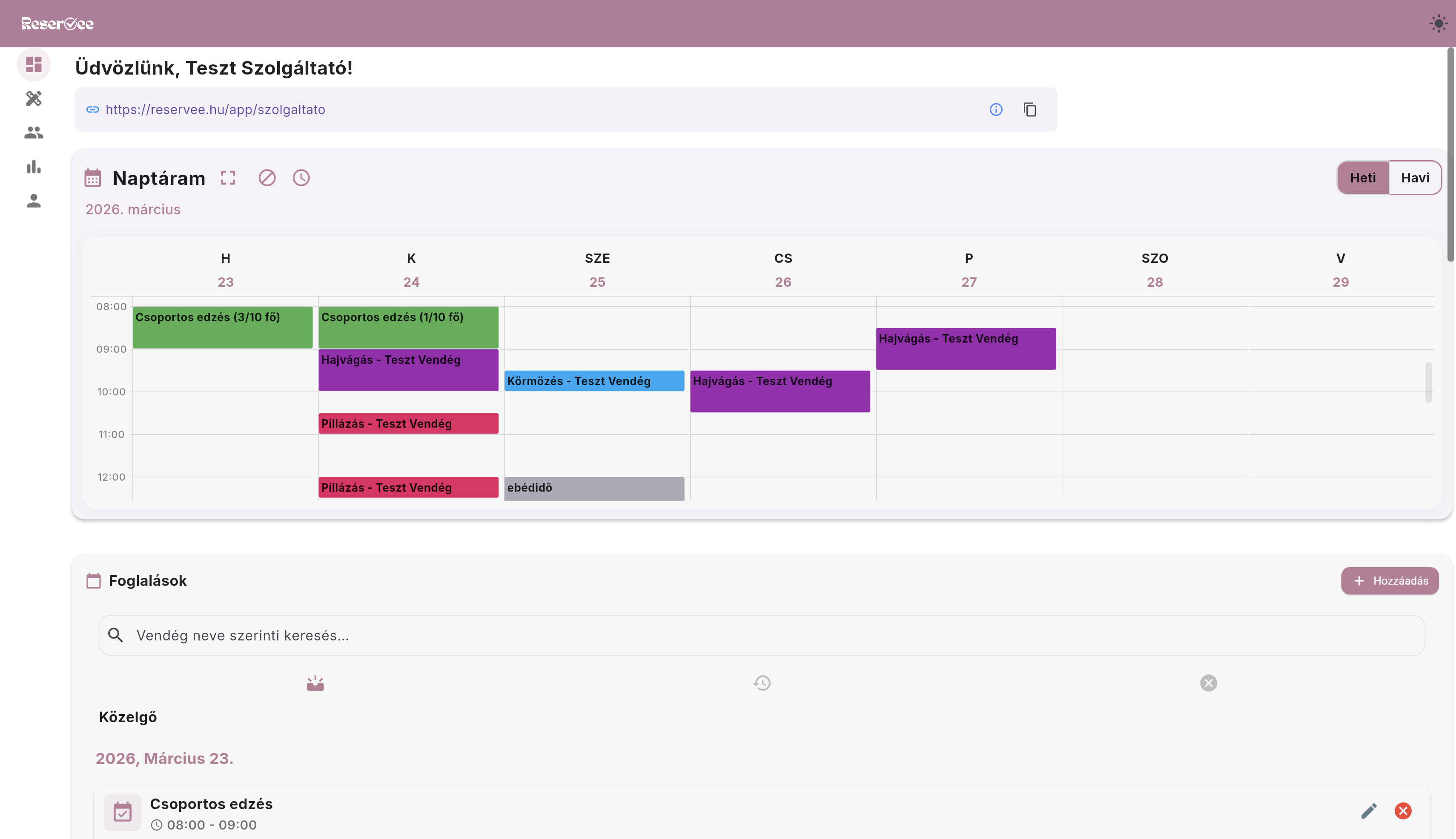 Reservee irányítópult